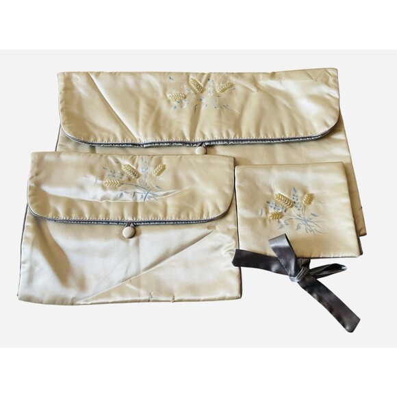 Victoria Vogue Celanese Garment Lingerie Bags Set Of 3 Sizes Rayon Satin VTG - Picture 1 of 8